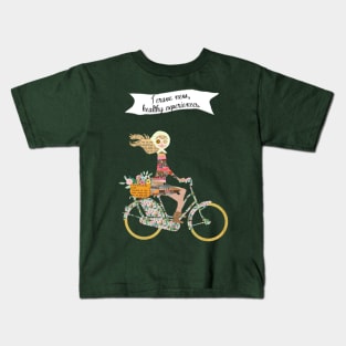 Woman riding a Bike Kids T-Shirt